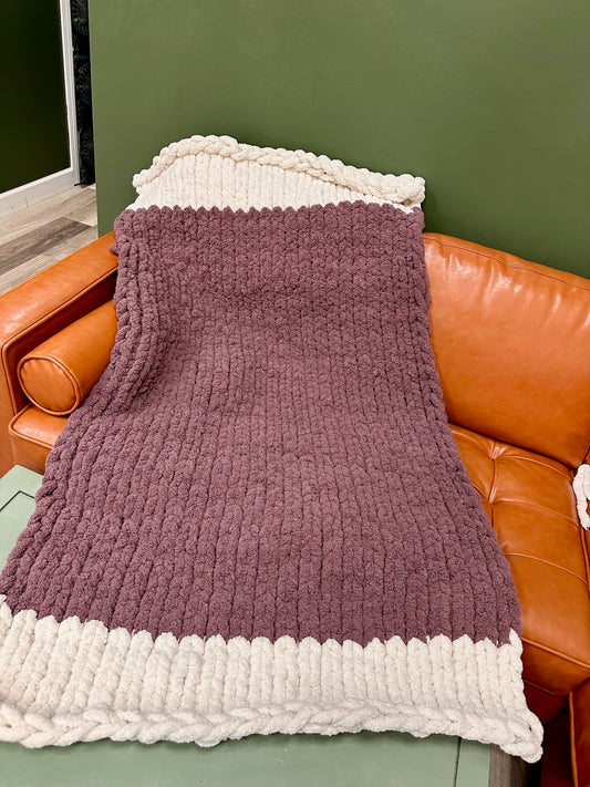 Hand Knit Chenille French Lilac Throw